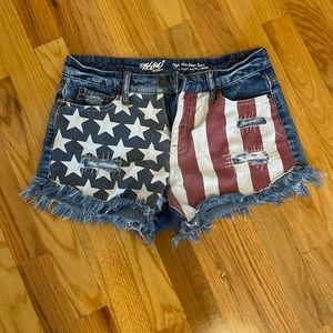 American Flag Denim Shorts